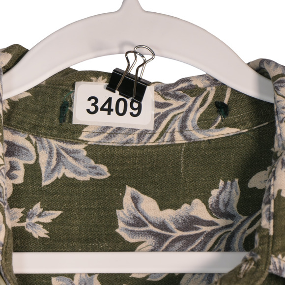 Dockers Mens Size XL Green Blue Floral Button Up Shirt Flap Pockets Long Sleeve - Picture 11 of 11